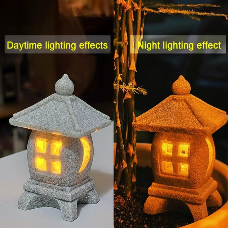 Daisylily Japanese Pagoda LED Lamp Statue Figurine, LED Lantern Pagoda Statue Figurines for Home Table Decor - Style B - Image 3